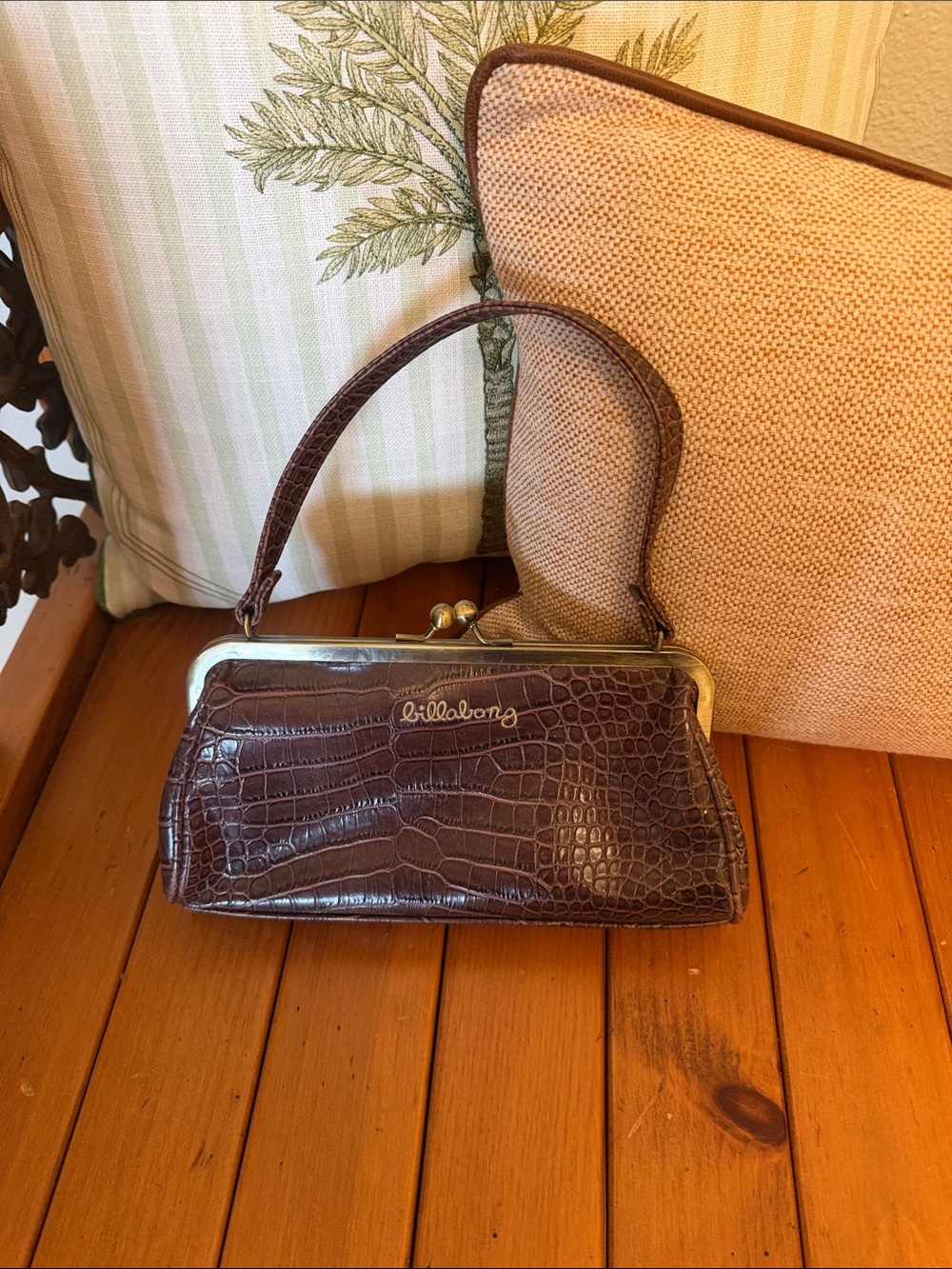 Billabong Brown Croc-Embossed shoulder bag